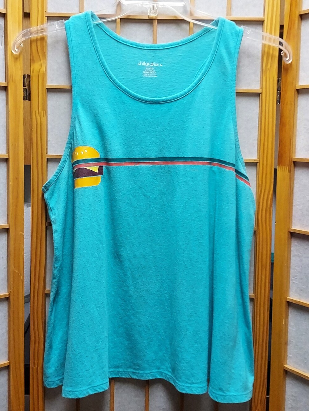 🍔 Xhilaration Cheeseburger Retro Stripe Tank Juniors XL Womens L